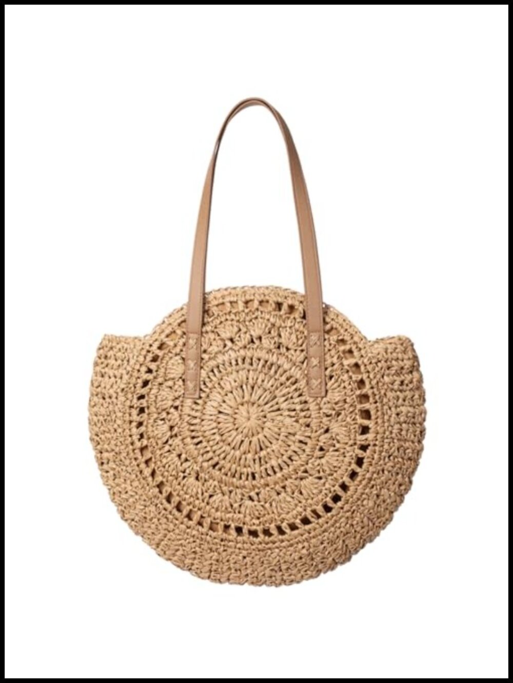 Straw Woven Beach Tote Bag with Zipper, Large Capacity Shoulder Bag for Summer